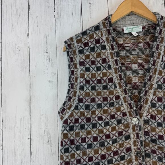 Amazonias Breckenridge Hand Knitted V-Neck Sweater Vest Cardigan Size Small - Picture 4 of 11